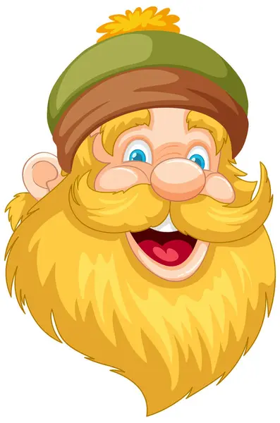 Улыбающийся Мультяшный Человек Большой Бородой — стоковый вектор