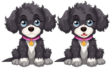 İri gözlü iki sevimli köpek yavrusu.