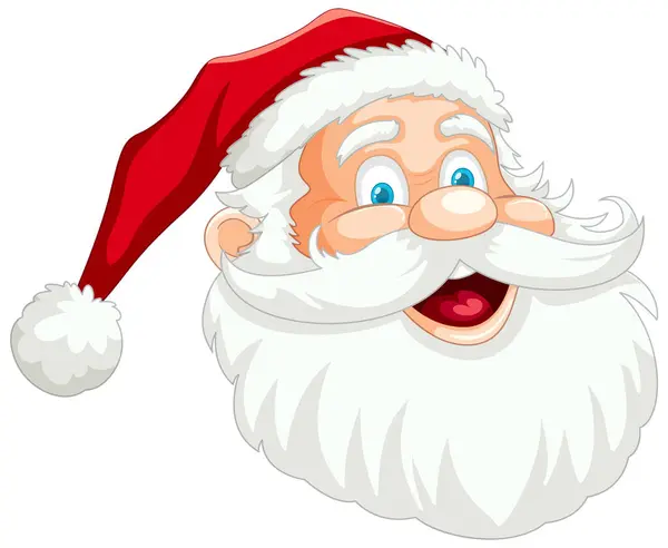 Cartoon Santa Claus Face Festive Red Hat — Stock Vector