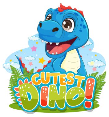 Cheerful cartoon dinosaur with a cute expression clipart