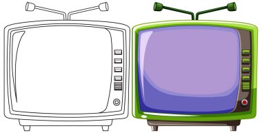 Karşıt anten tarzına sahip iki eski televizyon..