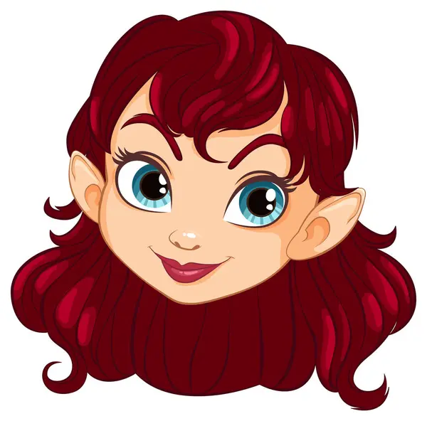 Cartoon Illustration Smiling Elf Red Hair — Stock Vector