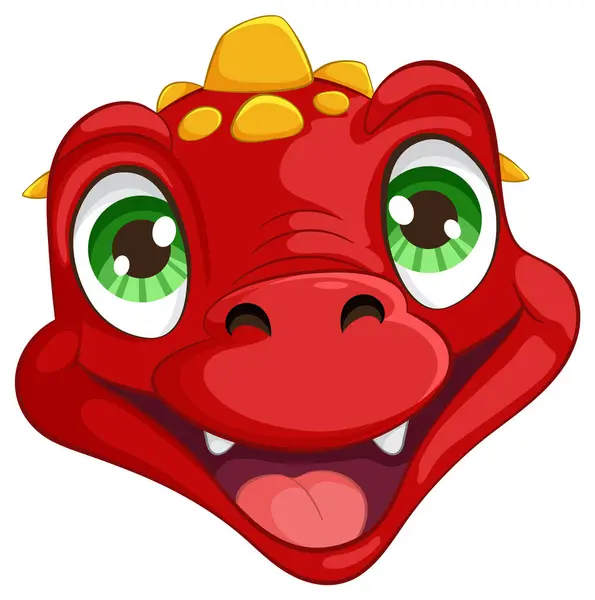 Bright Friendly Dragon Face Big Smile — Stock Vector