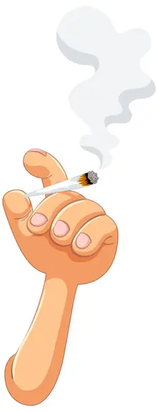 Vector Illustration Hand Lit Cigarette — Stock Vector