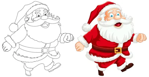 Colorful Outlined Santa Claus Characters Side Side — Stock Vector