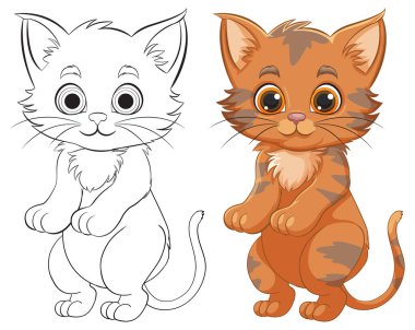 Renkli ve özet çizilmiş kedi yavrusunun vektör çizimi