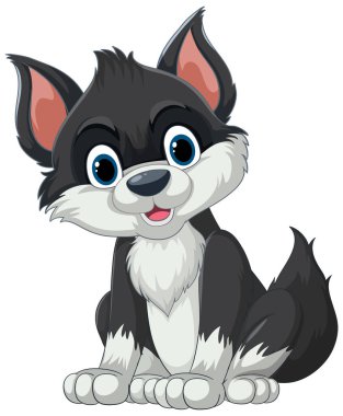 Büyük mavi gözleri olan sevimli animasyon köpeği.