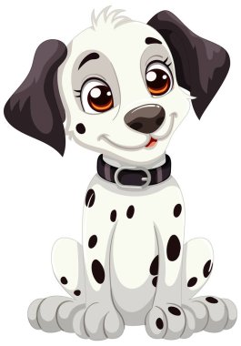 Şirin benekli Dalmaçyalı köpek yavrusu mutlu bir ifadeyle