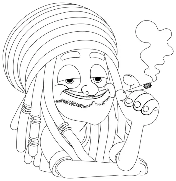 Dessin Animé Personnage Souriant Avec Turban Fumeur — Image vectorielle
