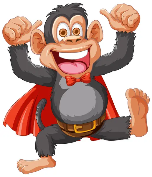 Мультяшна Мавпа Одягнена Супергерой Посміхається Стокова Ілюстрація