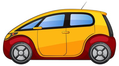 Vektör biçiminde parlak sarı ve kırmızı kompakt araba