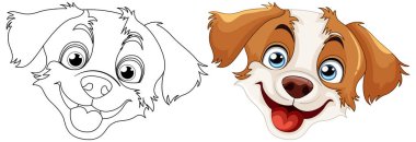 Neşeli ve neşeli bir ifadeyle çizgi film köpeği..