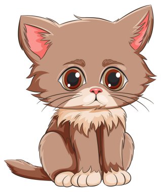 Şirin, açık gözlü kedi yavrusu, sevimli bir şekilde oturuyor.