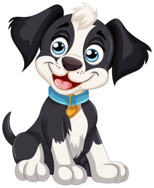 Sevimli gülümseyen köpek yavrusu neşeli bir pozda