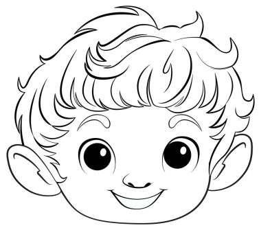 Mutlu bir elf çocuğunun siyah beyaz çizgisi.