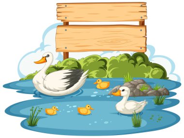 Tahta işaretli ördeklerin vektör çizimi