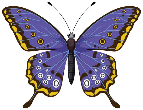 Красочная Векторная Иллюстрация Голубой Бабочки — стоковый вектор