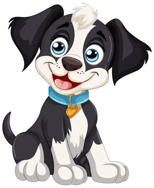 Adorable Cachorro Sonriente Una Pose Juguetona Ilustración de stock