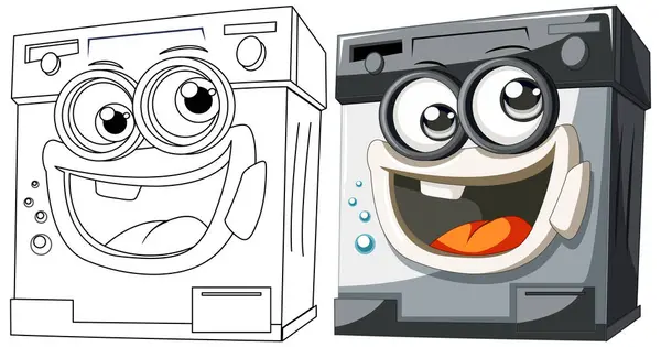 表情豊かな表情のある2台の陽気な洗濯機 ロイヤリティフリーストックベクター