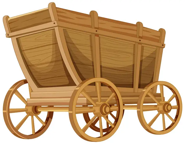 Illustration Détaillée Chariot Bois Ancienne — Image vectorielle