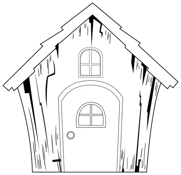 Black White Drawing Small House — Stock Vector