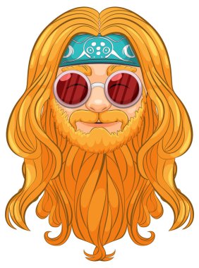 Sakallı bir figürün renkli vektör çizimi.