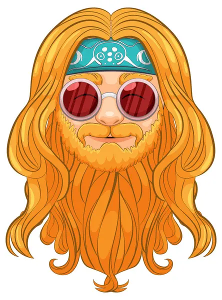 Sakallı bir figürün renkli vektör çizimi.