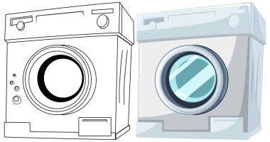 İki çamaşır makinesinin vektör illüstrasyonu