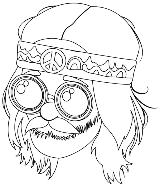 Illustration Hippie Peace Sign Bandana Glasses — Stock Vector