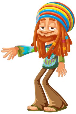 Gülümseyen bir Rastafaryan 'ın renkli vektörü.