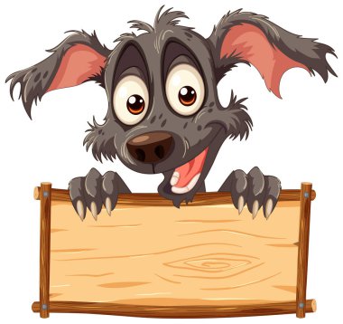 Çizgi filmdeki köpek boş bir tahta tabeladan dikizliyor..