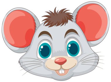 Mutlu, sevimli bir fare yüzünün vektör grafiği