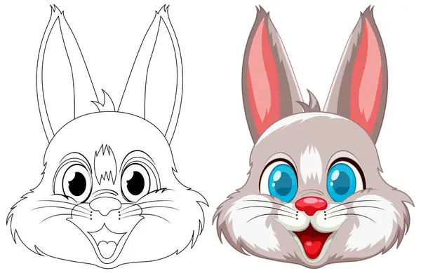 Illustration Rabbit Transformation Line Art Color — Stock Vector