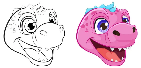 Disegno Colorato Giocoso Del Personaggio Del Dinosauro — Vettoriale Stock