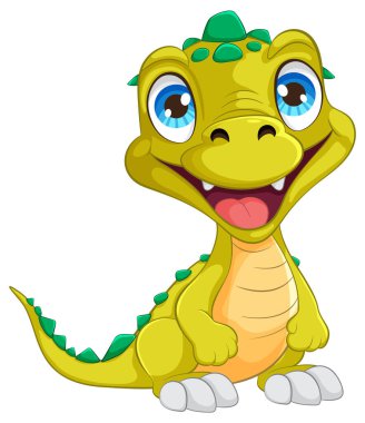 Sevimli gülümseyen bebek dinozor çizimi