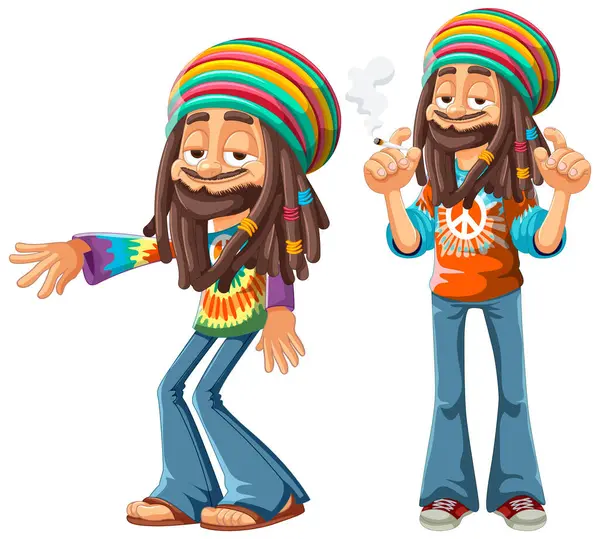 Rastafarian erkek vektörünün iki pozu.