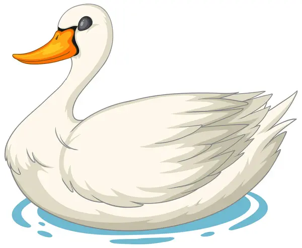Ilustración Vectorial Cisne Blanco Flotando Tranquilamente — Vector de stock