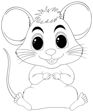 Basit bir sanat tarzında sevimli gülümseyen fare