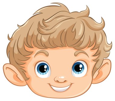 Parlak mavi gözlü neşeli genç çocuk.