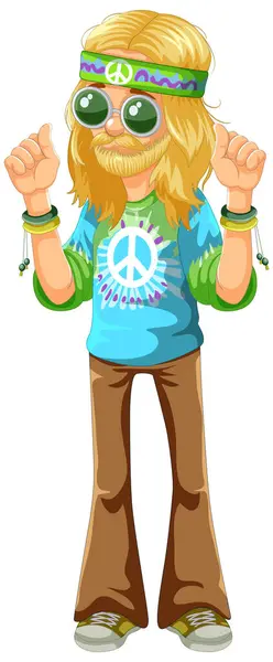 Colorful Hippie Peace Sign Sunglasses — Stock Vector