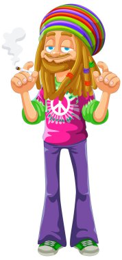 Sigara içen mutlu bir Rastafaryan çizgi filmi..