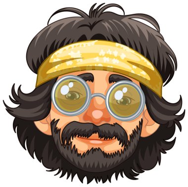 Büyük gözlüklü ve bantlı çizgi film bilimcisi..