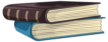 Üst üste dizilmiş iki kitabın çizimi