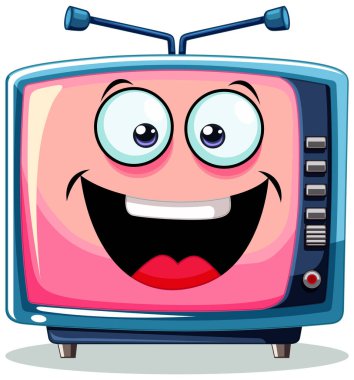 Büyük bir gülümsemesi olan mutlu, hareketli bir televizyon..