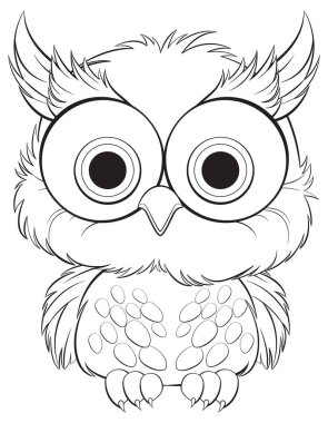 Biçimlendirilmiş baykuşun siyah ve beyaz vektörü