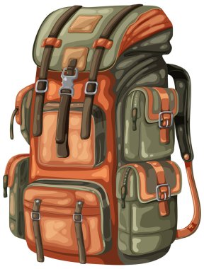 Vector illustration of a large camping backpack. clipart