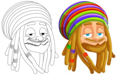 Gülümseyen bir Rastafarian karakterinin vektör çizimi.
