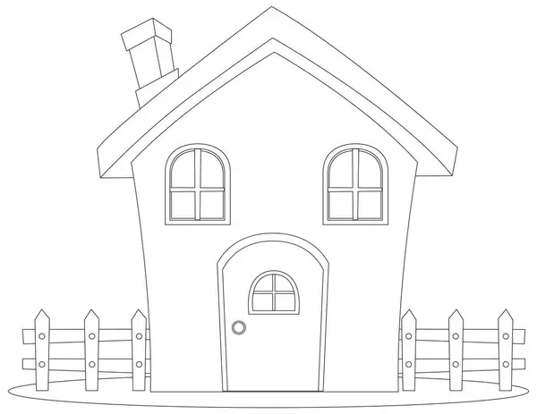 Simple Line Drawing Quaint House — Stock Vector