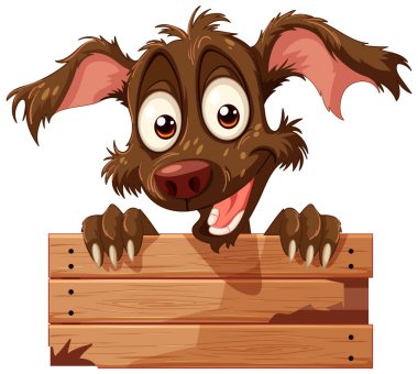 Mutlu çizgi film köpekleri boş bir tabelayı dikizler..