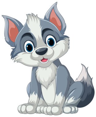 Büyük mavi gözleri olan sevimli bir animasyon köpeği.